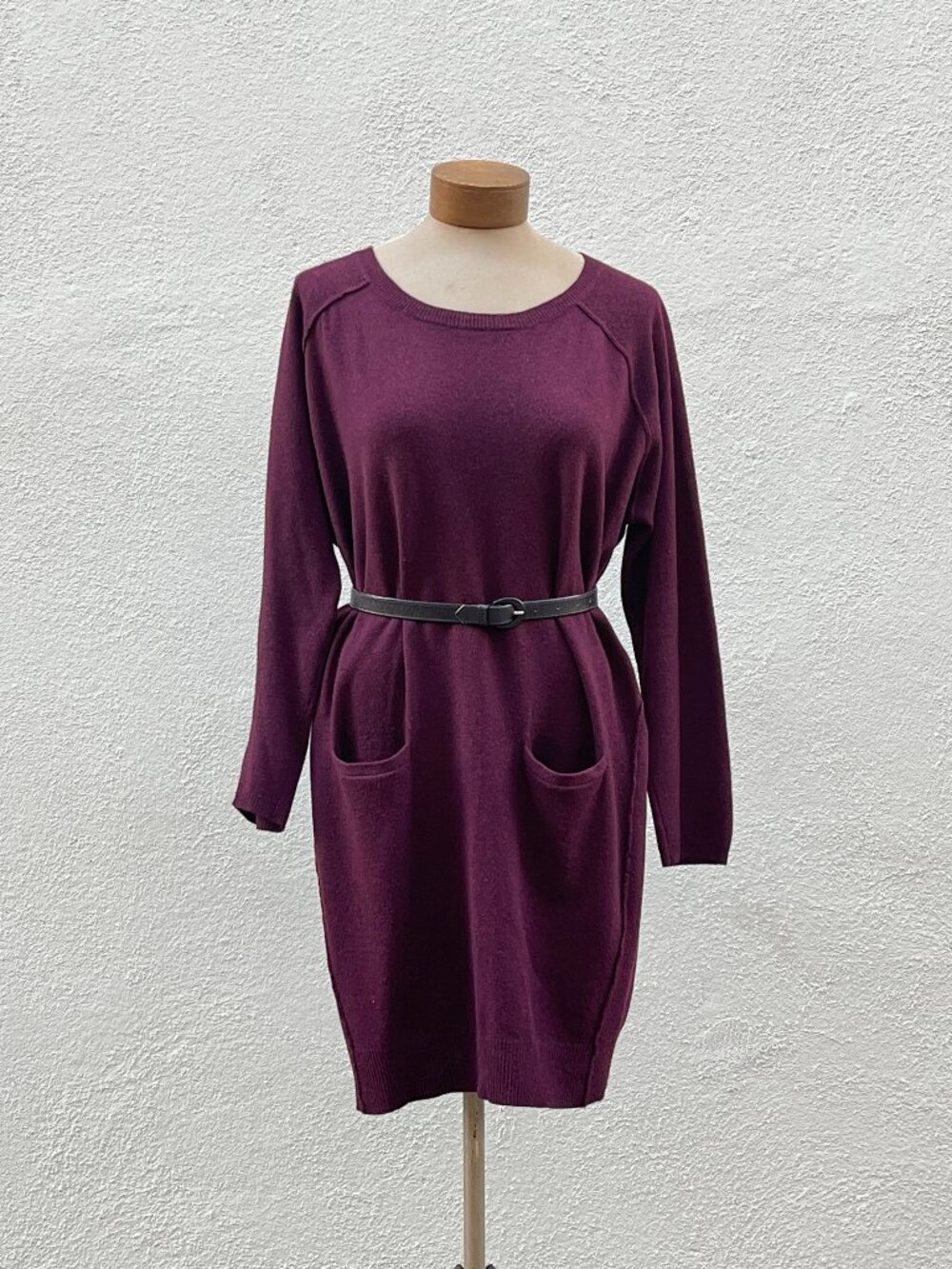 WHISTLES 100% Cashmere Oversized Knit Burgundy Purple Sweater Dress Jumper Large